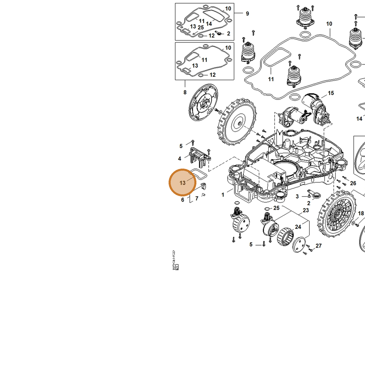 STIHL part IA01-709-0404 — IPL diagram snippet (6x zoom, amber highlight)