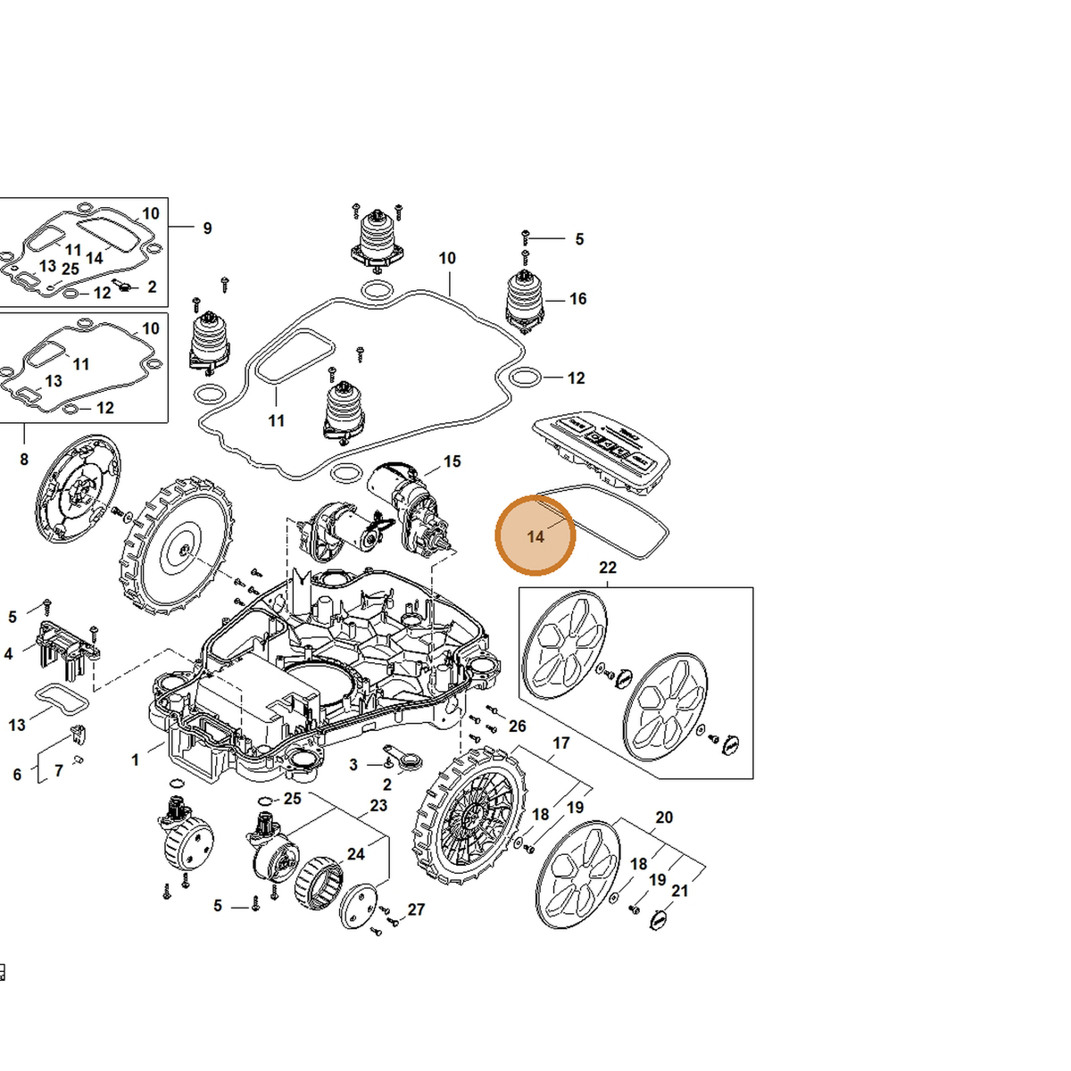STIHL part IA01-709-0406 — IPL diagram snippet (6x zoom, amber highlight)