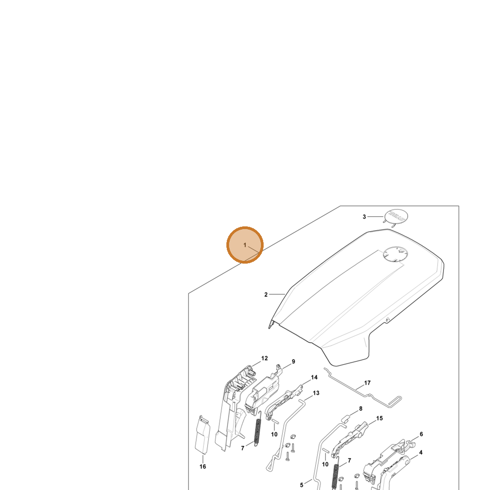 STIHL part IA01-780-4300 — IPL diagram snippet (6x zoom, amber highlight)