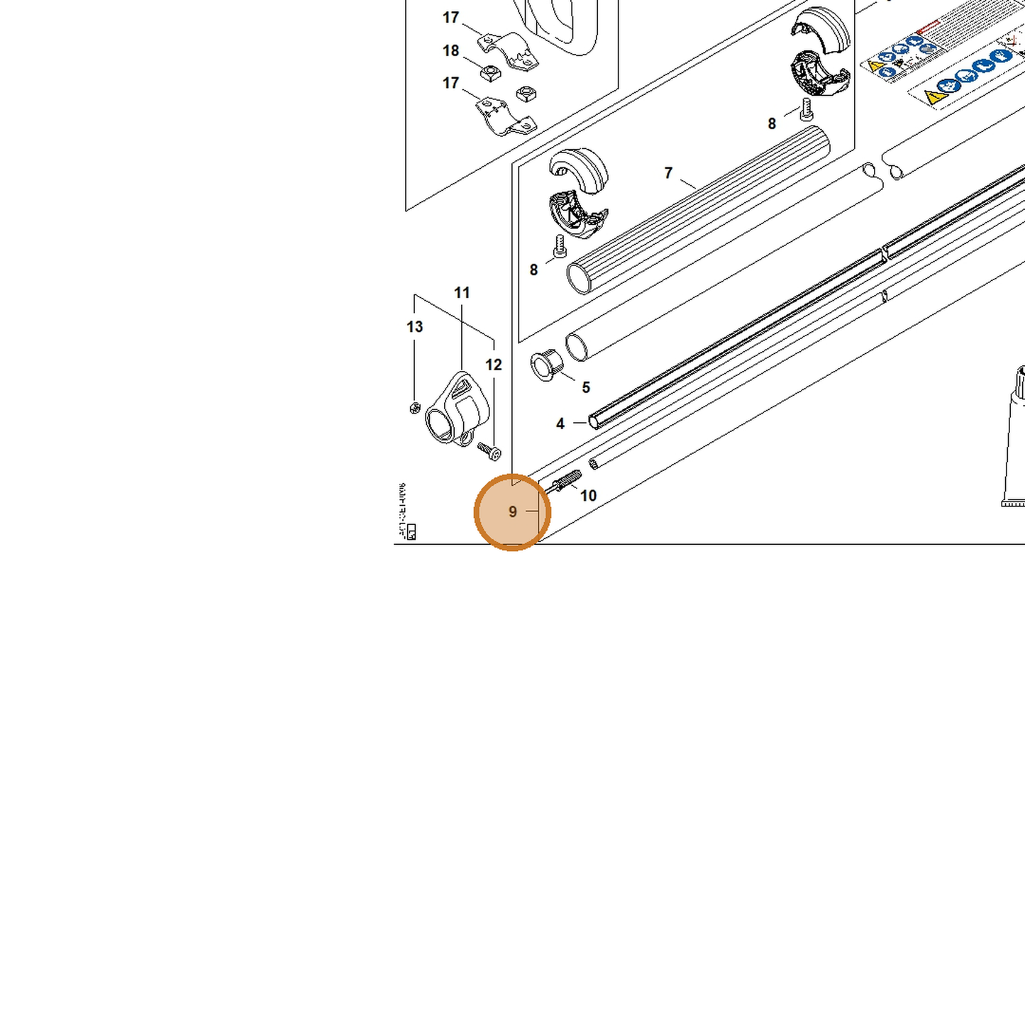 STIHL part LA01-710-3210 — IPL diagram snippet (6x zoom, amber highlight)