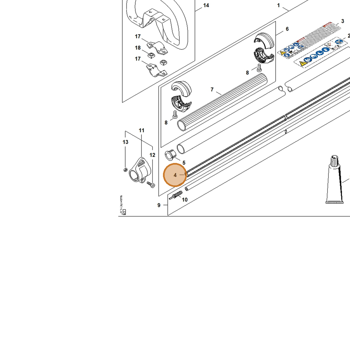 STIHL part LA01-711-7310 — IPL diagram snippet (6x zoom, amber highlight)