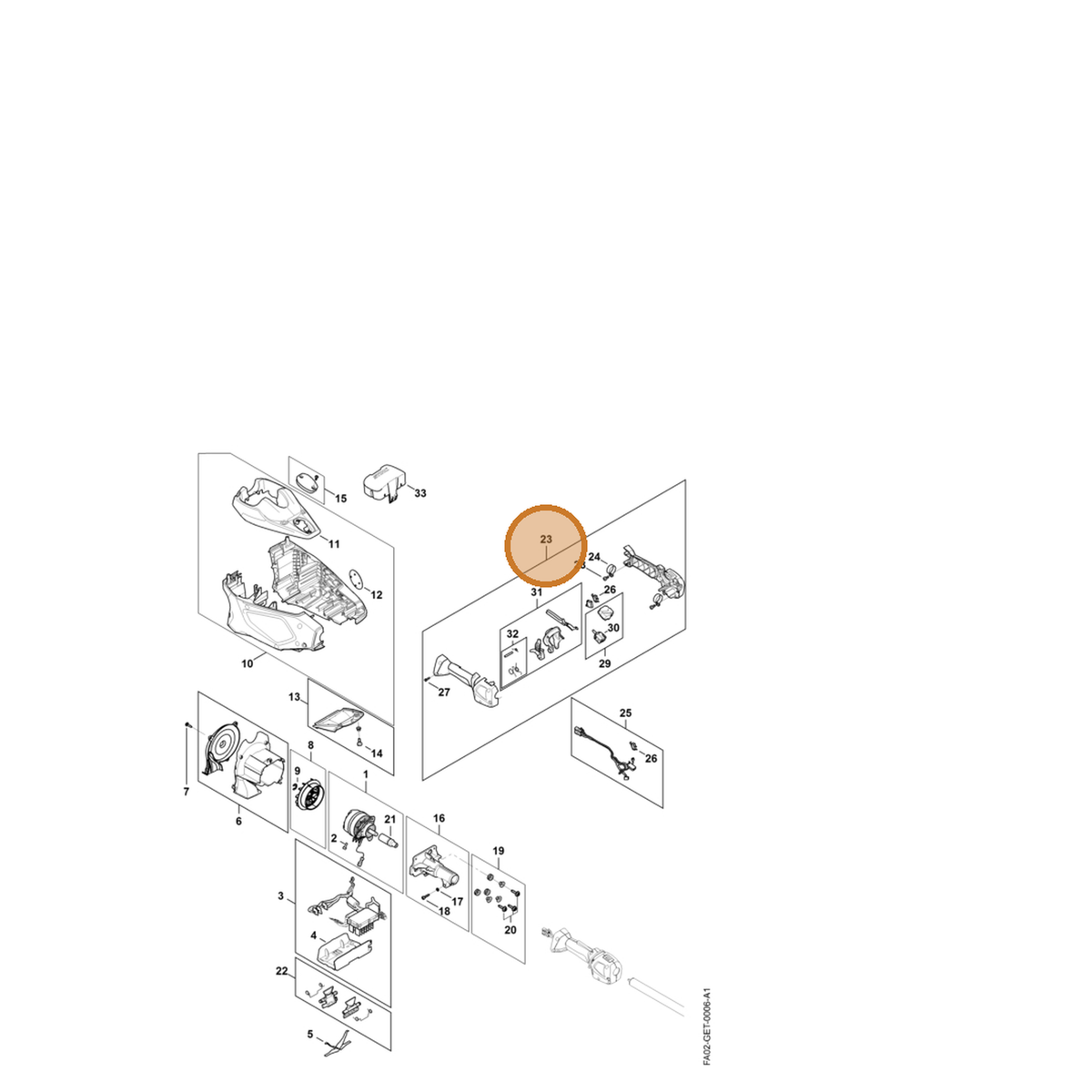 STIHL part LA01-790-1300 — IPL diagram snippet (6x zoom, amber highlight)