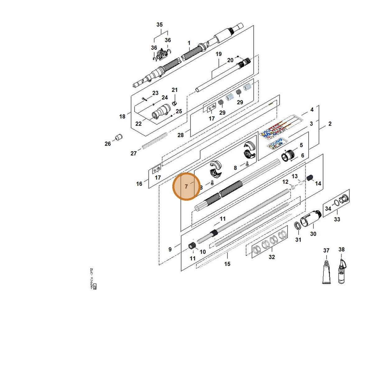 STIHL part LA01-790-6000 — IPL diagram snippet (6x zoom, amber highlight)