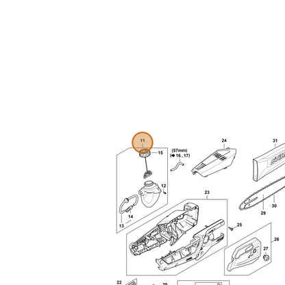 STIHL part LA02-350-4401 — IPL diagram snippet (6x zoom, amber highlight)