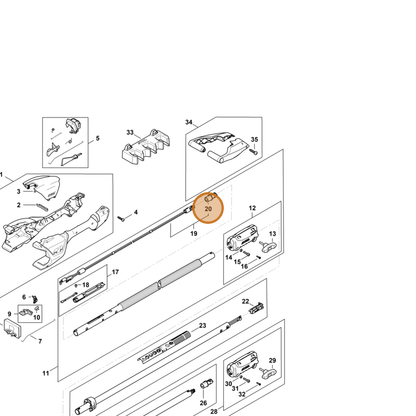 STIHL part LA02-403-1100 — IPL diagram snippet (6x zoom, amber highlight)