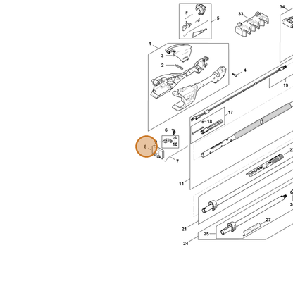 STIHL part LA02-430-1400 — IPL diagram snippet (6x zoom, amber highlight)