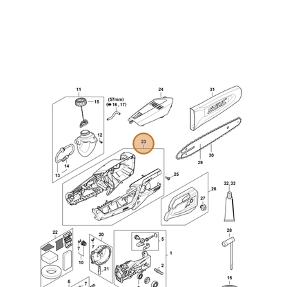STIHL part LA02-600-0800 — IPL diagram snippet (6x zoom, amber highlight)