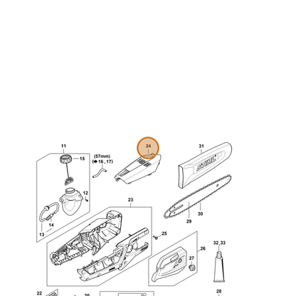 STIHL part LA02-602-0400 — IPL diagram snippet (6x zoom, amber highlight)