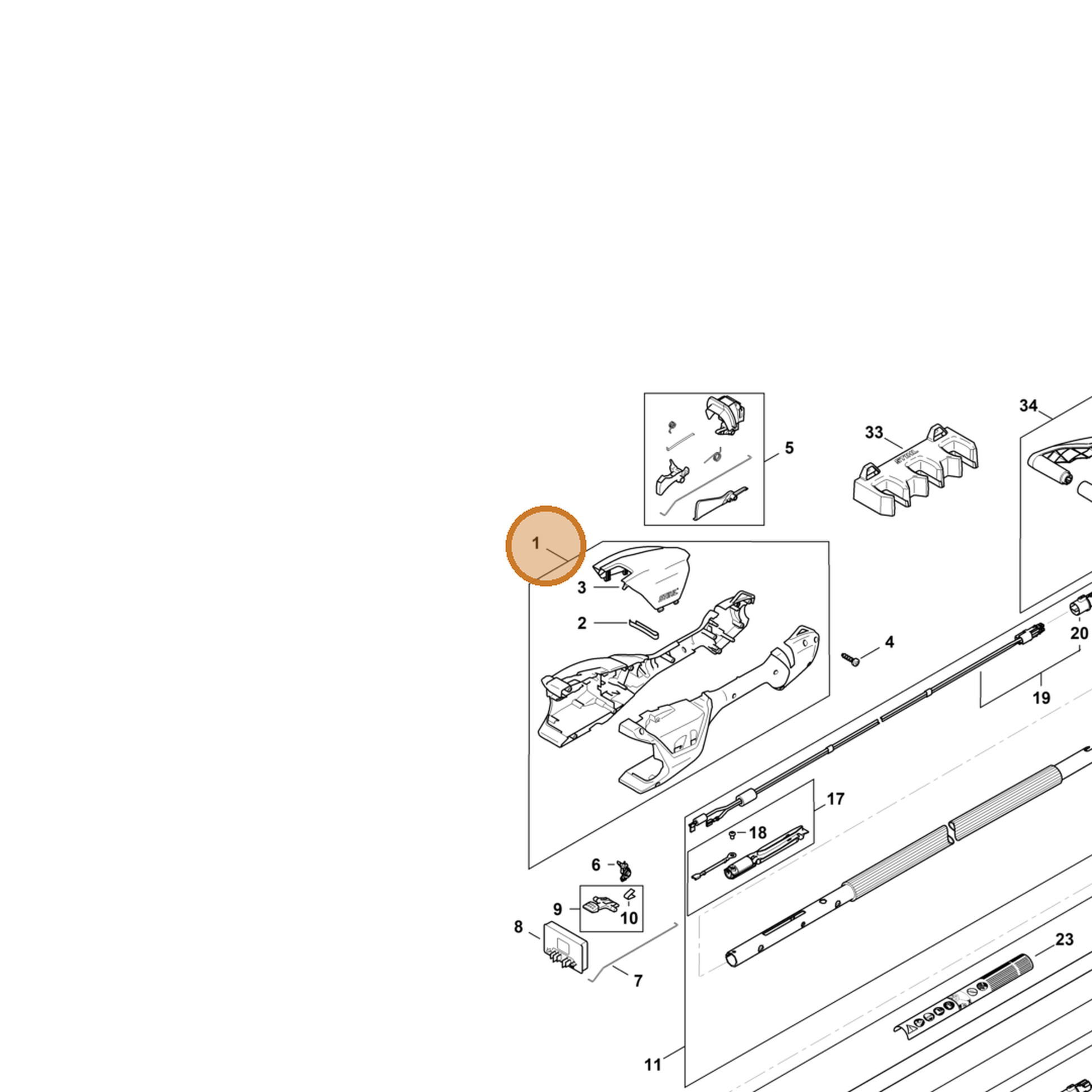 STIHL part LA02-790-1000 — IPL diagram snippet (6x zoom, amber highlight)