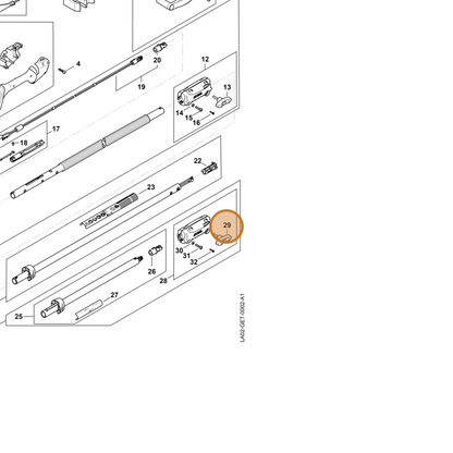STIHL part LA02-790-7501 — IPL diagram snippet (6x zoom, amber highlight)