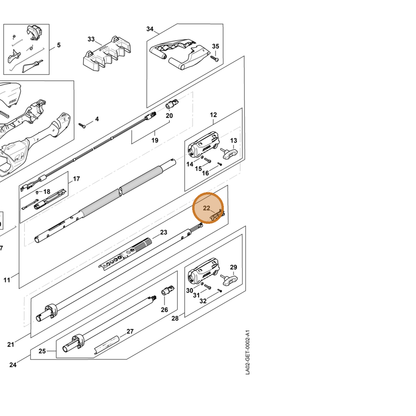 STIHL part LA02-793-7700 — IPL diagram snippet (6x zoom, amber highlight)