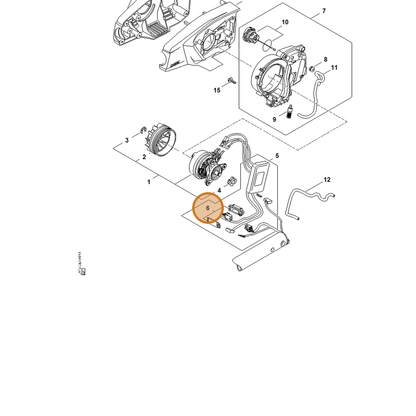 STIHL part LA03-430-1100 — IPL diagram snippet (6x zoom, amber highlight)