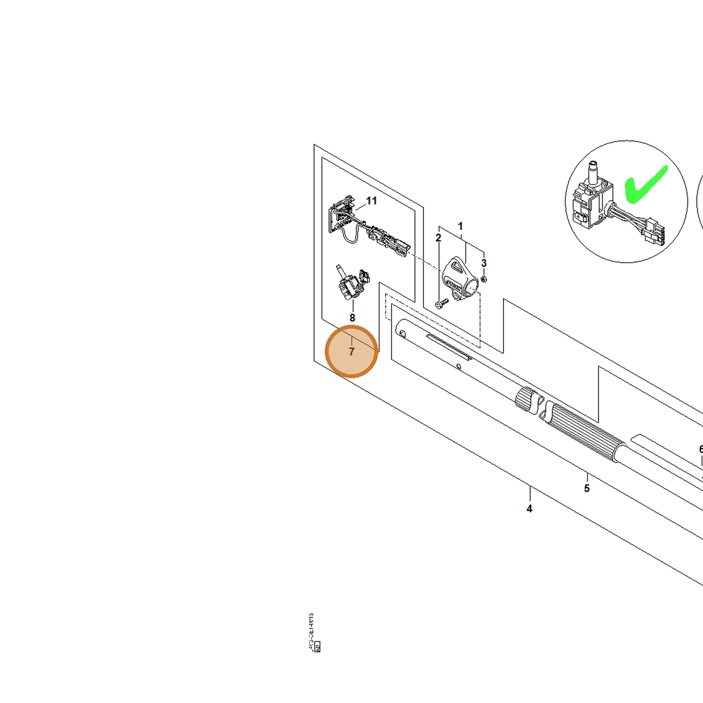STIHL part LA03-440-3004 — IPL diagram snippet (6x zoom, amber highlight)