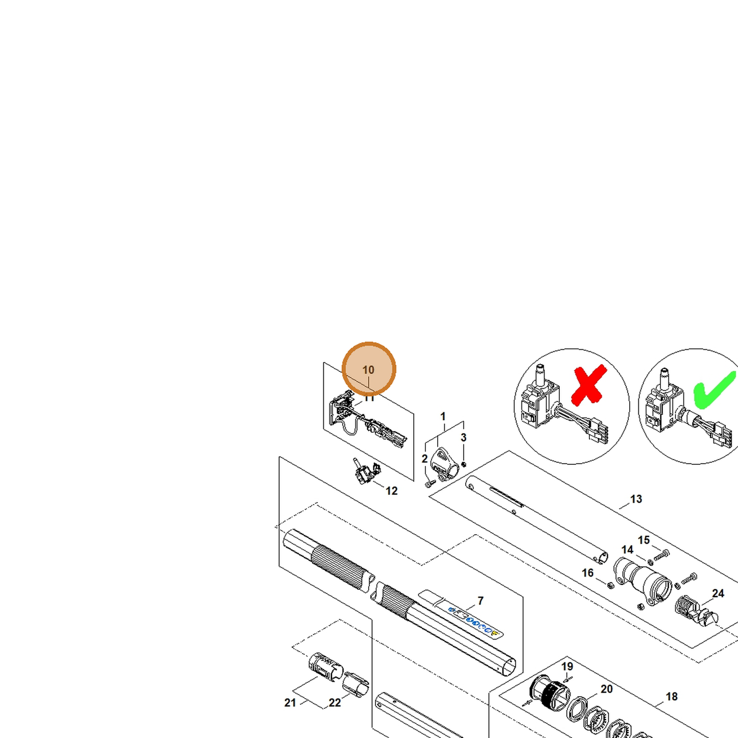 STIHL part LA03-440-3005 — IPL diagram snippet (6x zoom, amber highlight)
