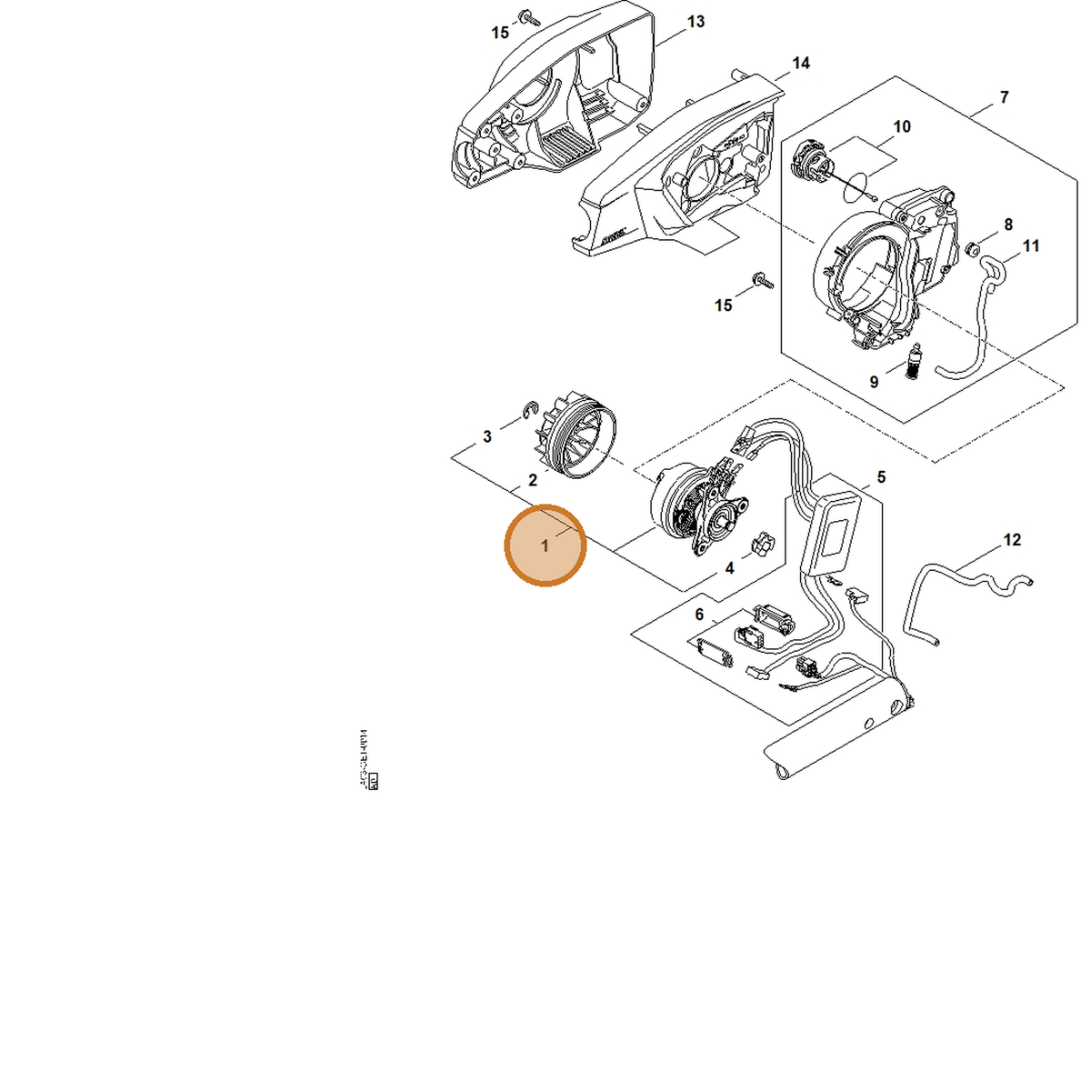 STIHL part LA03-600-0202 — IPL diagram snippet (6x zoom, amber highlight)