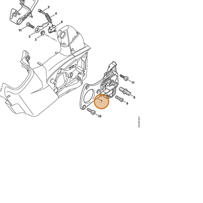 STIHL part LA03-600-1600 — IPL diagram snippet (6x zoom, amber highlight)