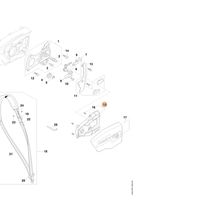 STIHL part LA03-602-0900 — IPL diagram snippet (6x zoom, amber highlight)