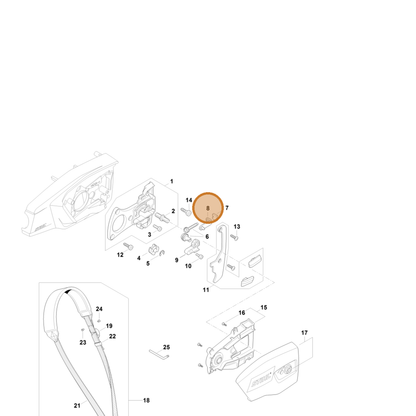 STIHL part LA03-640-1900 — IPL diagram snippet (6x zoom, amber highlight)