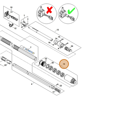 STIHL part LA03-740-3700 — IPL diagram snippet (6x zoom, amber highlight)