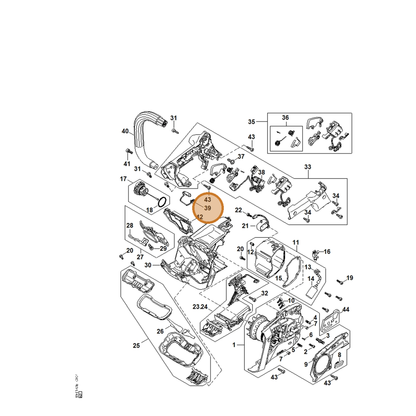 STIHL part MA01-430-0500 — IPL diagram snippet (6x zoom, amber highlight)