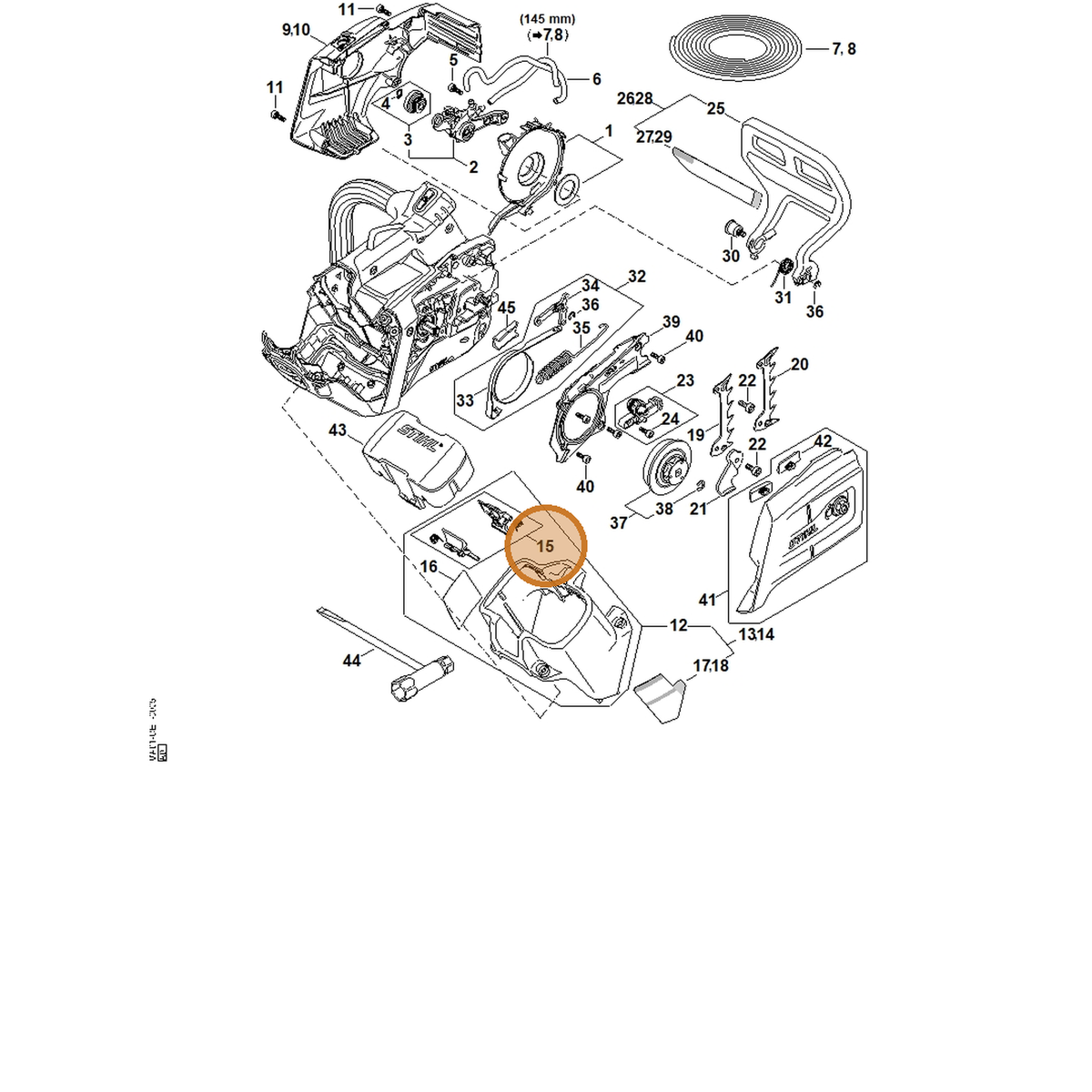 STIHL part MA01-430-9800 — IPL diagram snippet (6x zoom, amber highlight)