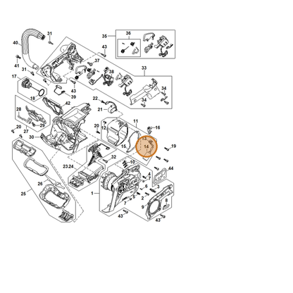 STIHL part MA01-640-3801 — IPL diagram snippet (6x zoom, amber highlight)