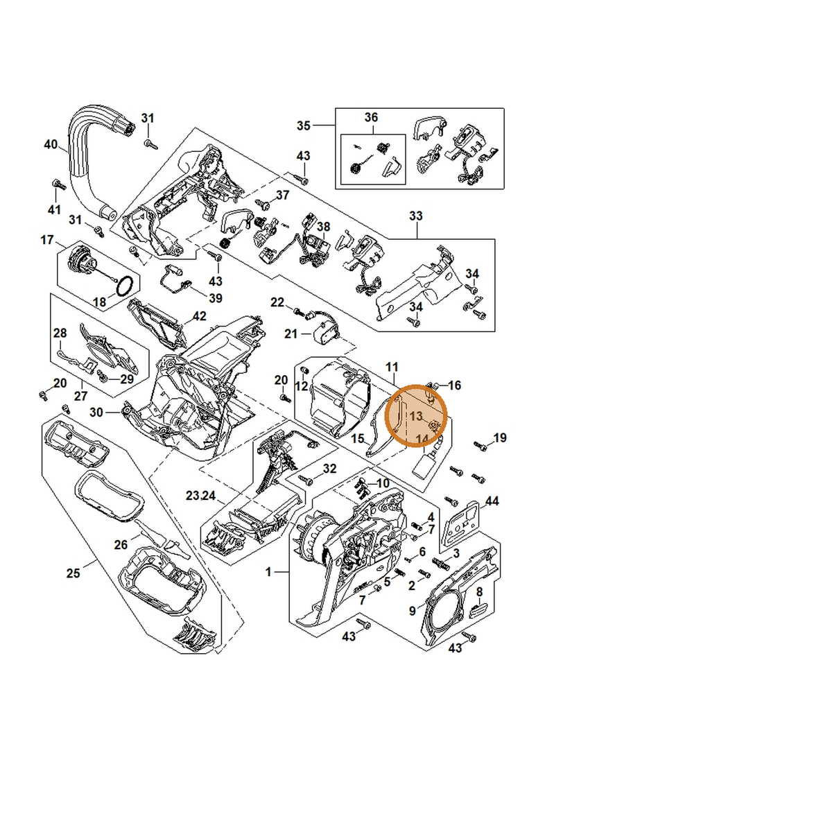 STIHL part MA01-647-9400 — IPL diagram snippet (6x zoom, amber highlight)