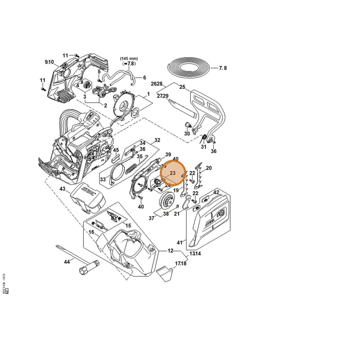 STIHL part MA01-660-0700 — IPL diagram snippet (6x zoom, amber highlight)