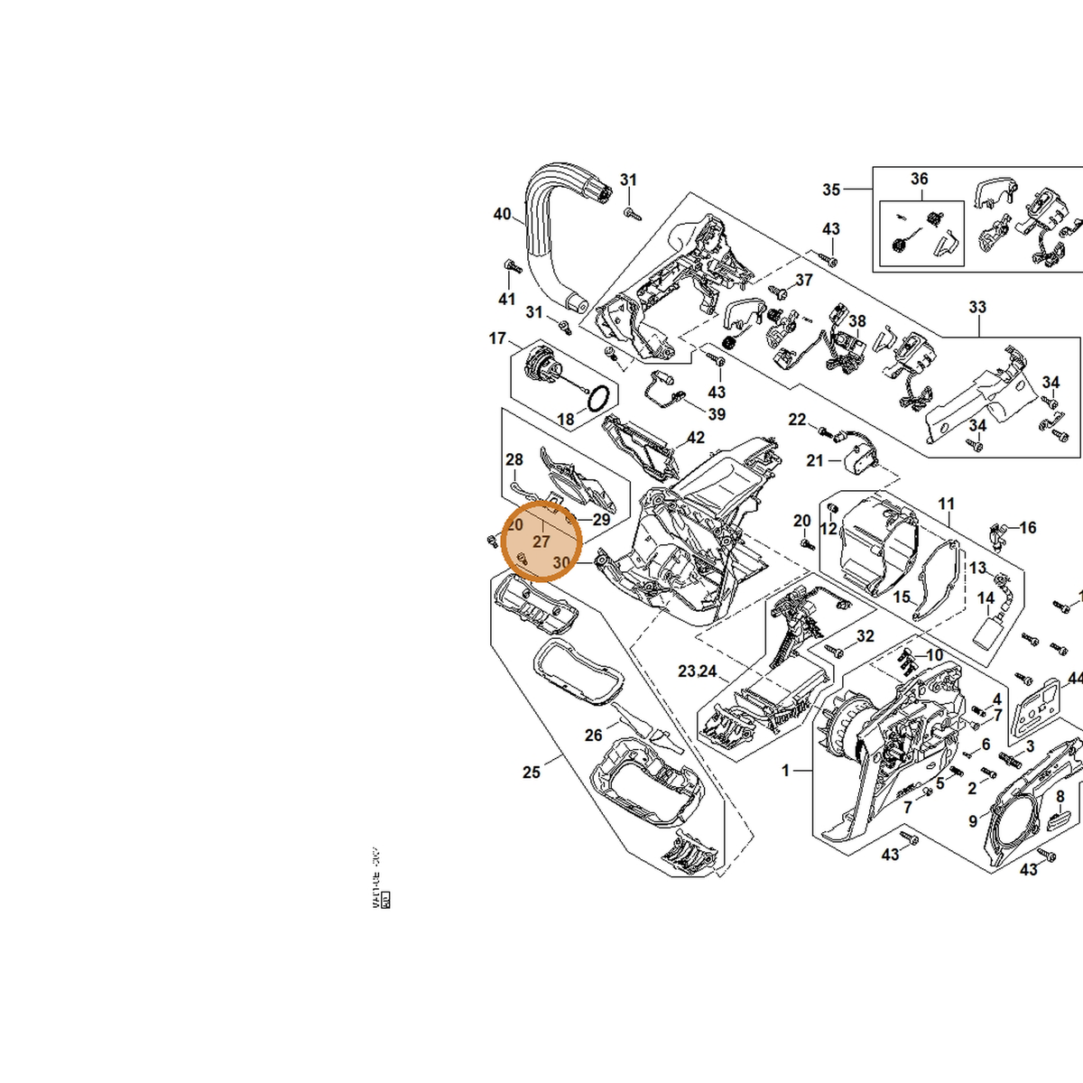 STIHL part MA01-790-5400 — IPL diagram snippet (6x zoom, amber highlight)