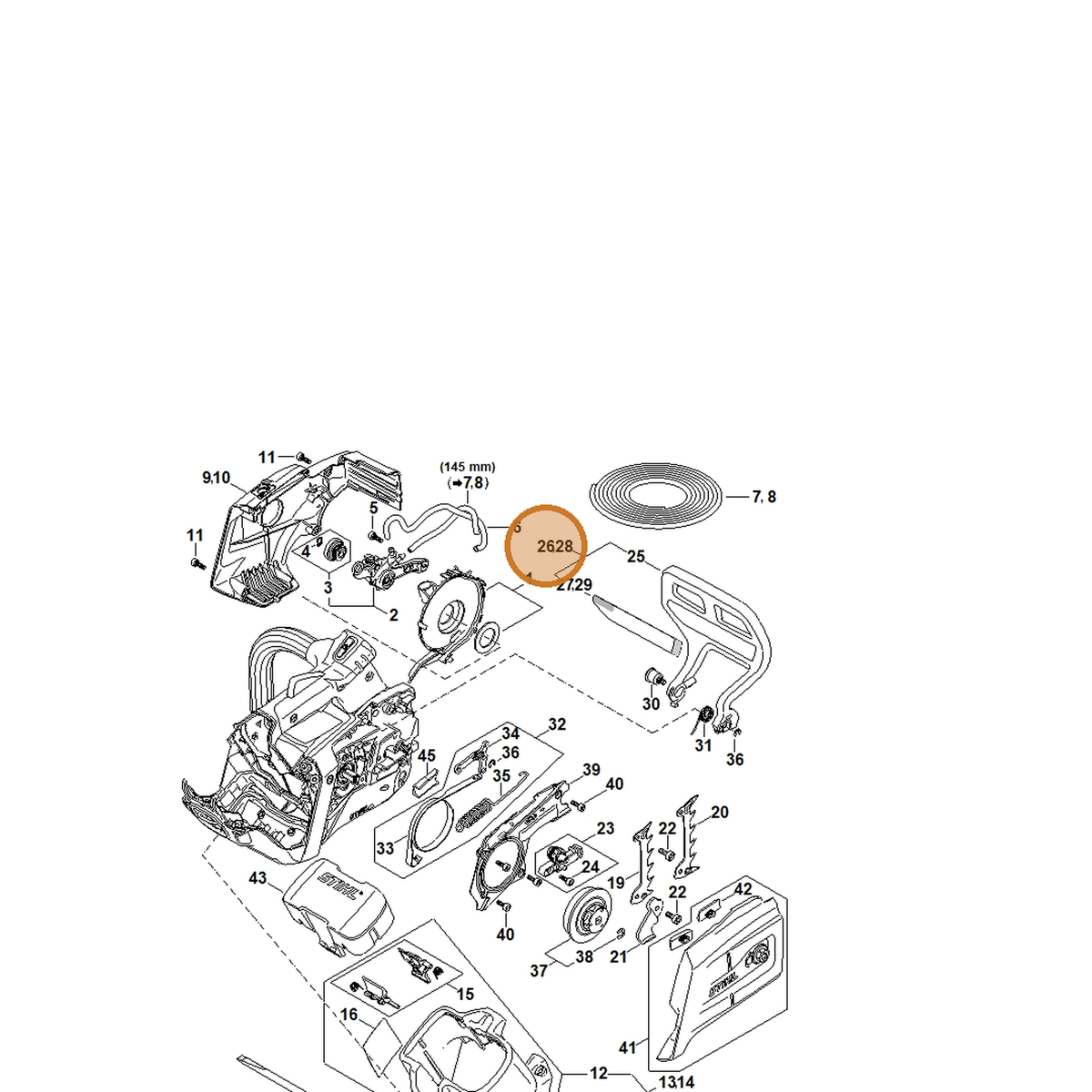 STIHL part MA01-790-9101 — IPL diagram snippet (6x zoom, amber highlight)
