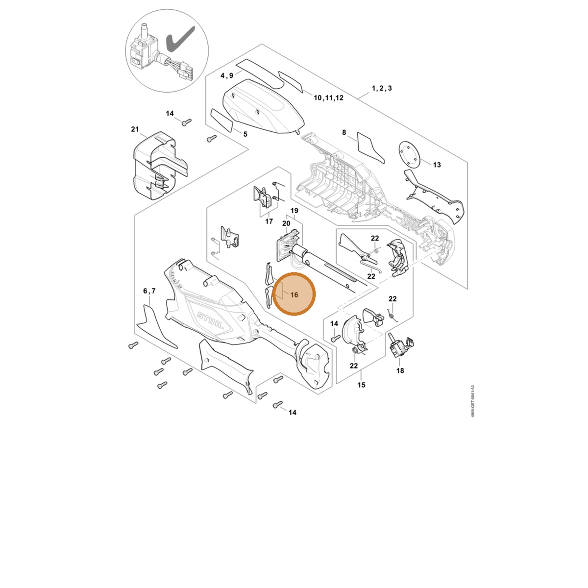 STIHL part MA01-791-3100 — IPL diagram snippet (6x zoom, amber highlight)
