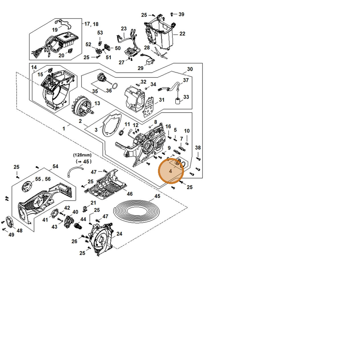STIHL part MA02-007-1001 — IPL diagram snippet (6x zoom, amber highlight)