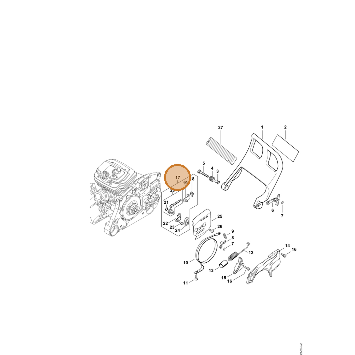 STIHL part MA02-007-1002 — IPL diagram snippet (6x zoom, amber highlight)