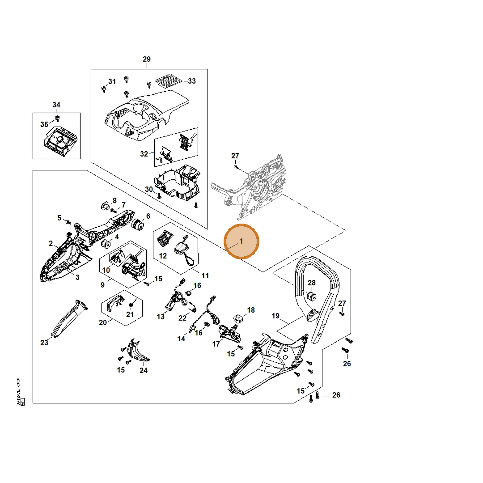 STIHL part MA02-007-4603 — IPL diagram snippet (6x zoom, amber highlight)