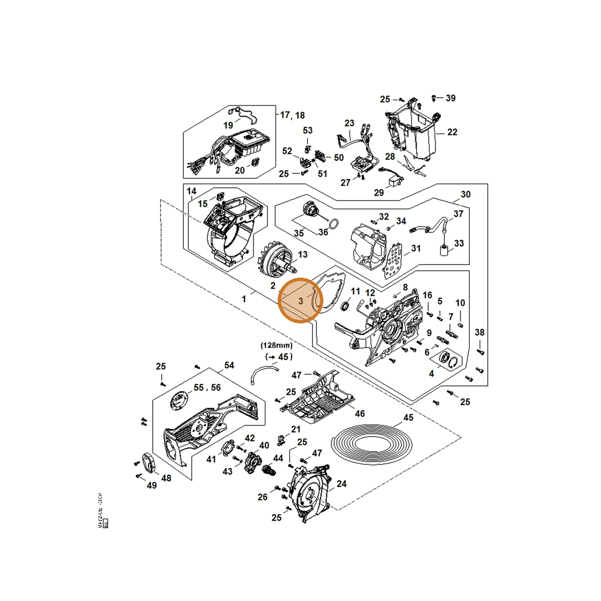 STIHL part MA02-029-0501 — IPL diagram snippet (6x zoom, amber highlight)