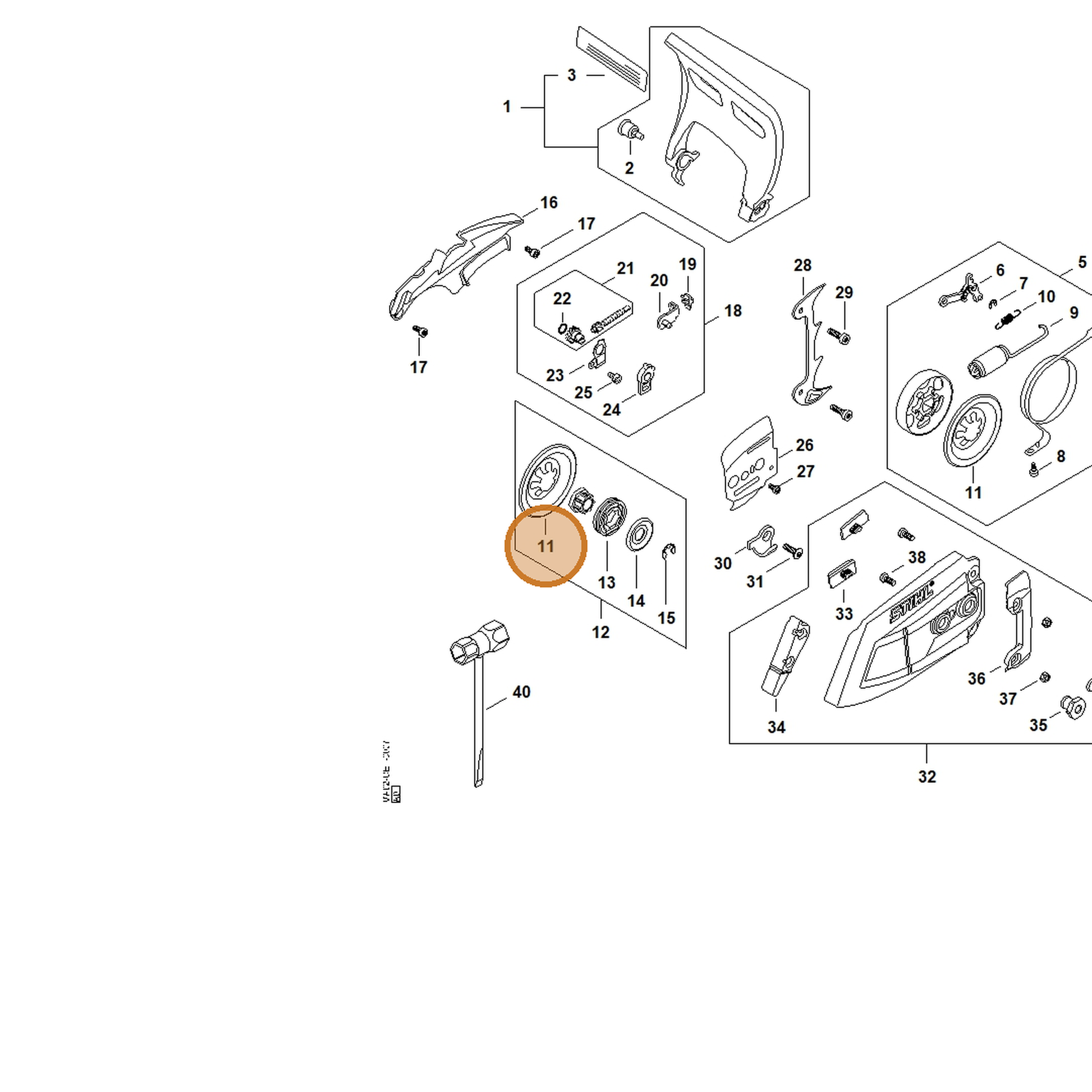 STIHL part MA02-162-1000 — IPL diagram snippet (6x zoom, amber highlight)