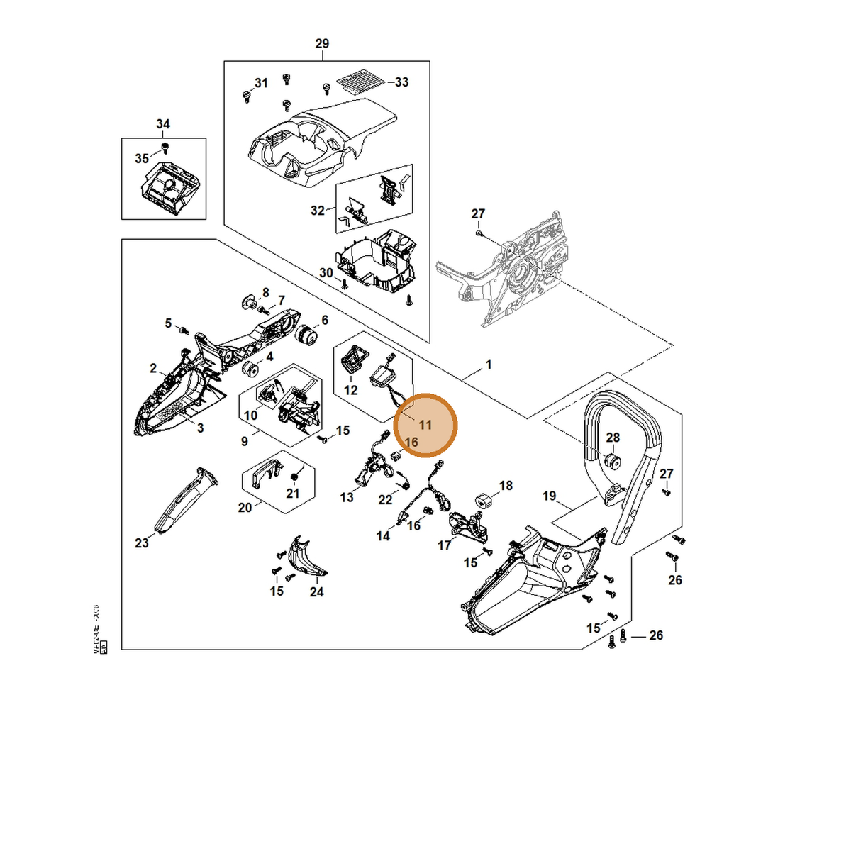 STIHL part MA02-400-0103 — IPL diagram snippet (6x zoom, amber highlight)