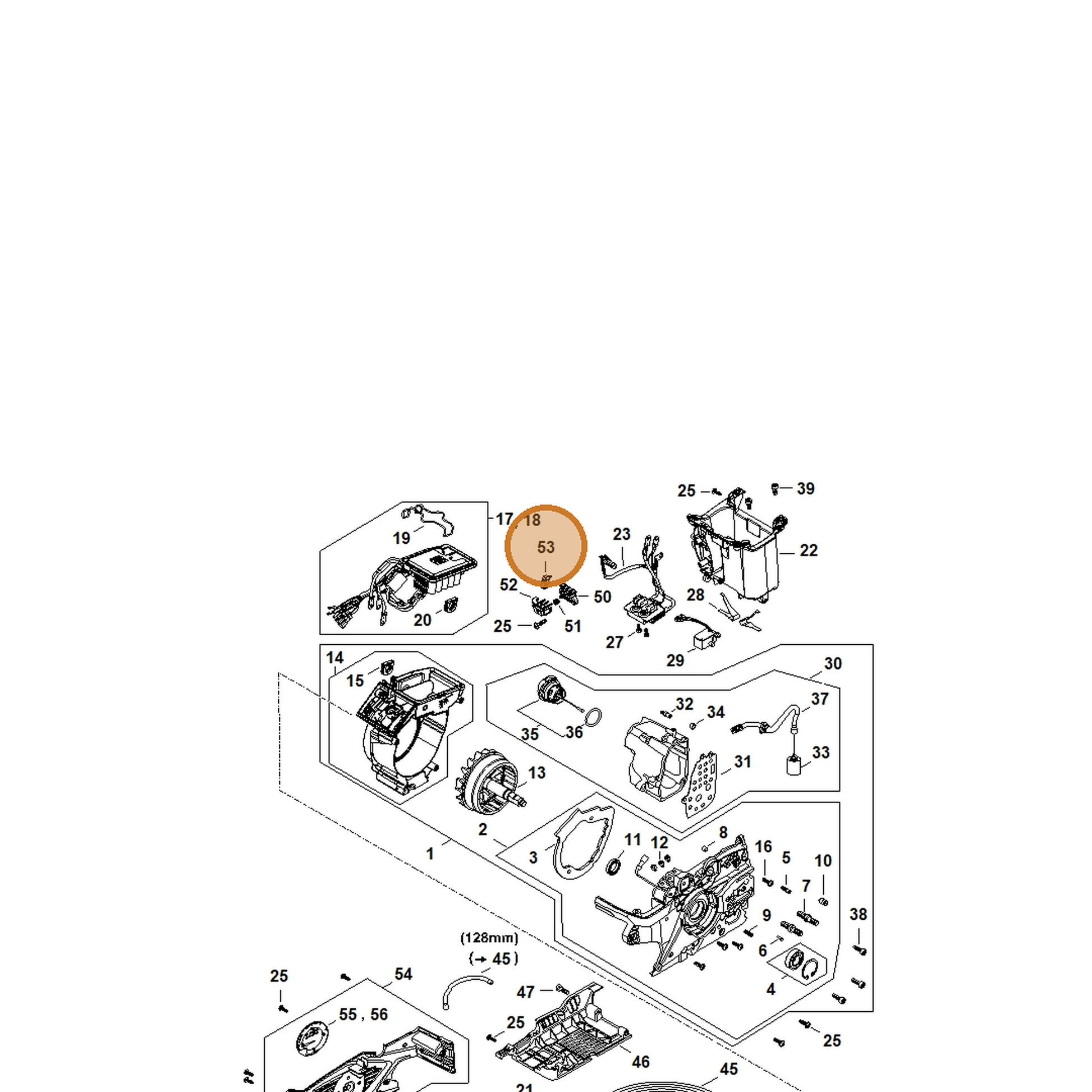 STIHL part MA02-430-0501 — IPL diagram snippet (6x zoom, amber highlight)