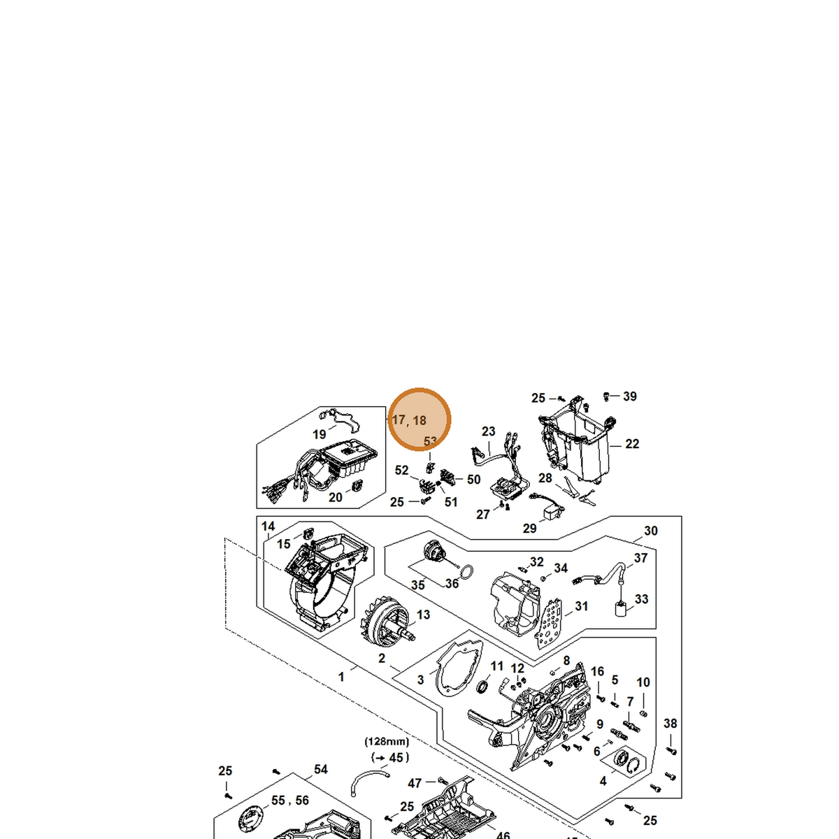 STIHL part MA02-430-1403 — IPL diagram snippet (6x zoom, amber highlight)