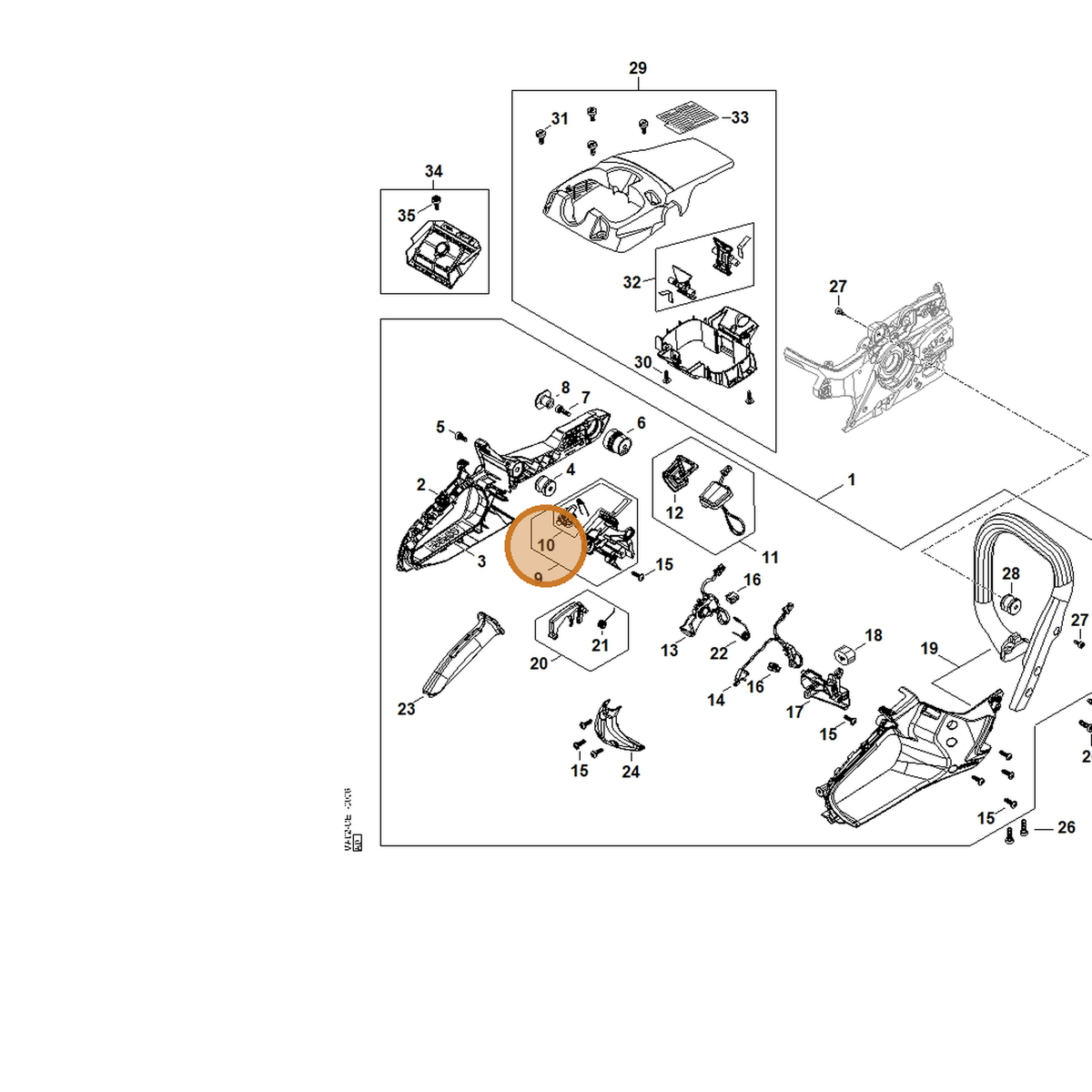 STIHL part MA02-430-7800 — IPL diagram snippet (6x zoom, amber highlight)