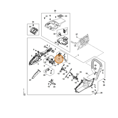 STIHL part MA02-432-1300 — IPL diagram snippet (6x zoom, amber highlight)