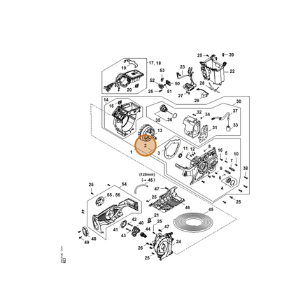 STIHL part MA02-600-1601 — IPL diagram snippet (6x zoom, amber highlight)