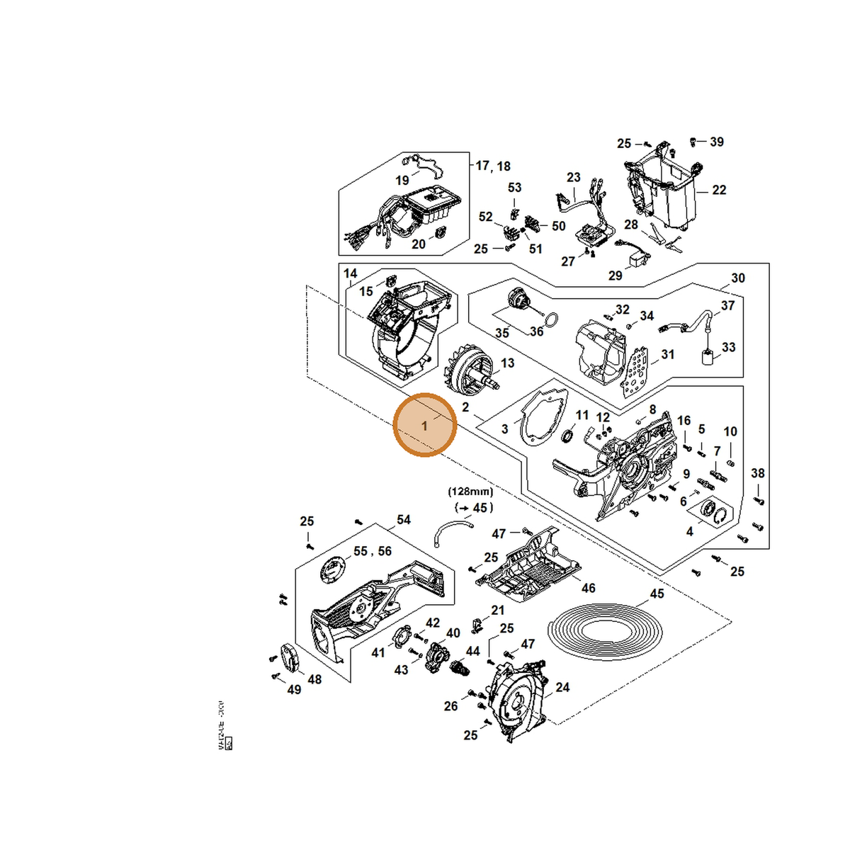 STIHL part MA02-600-4900 — IPL diagram snippet (6x zoom, amber highlight)