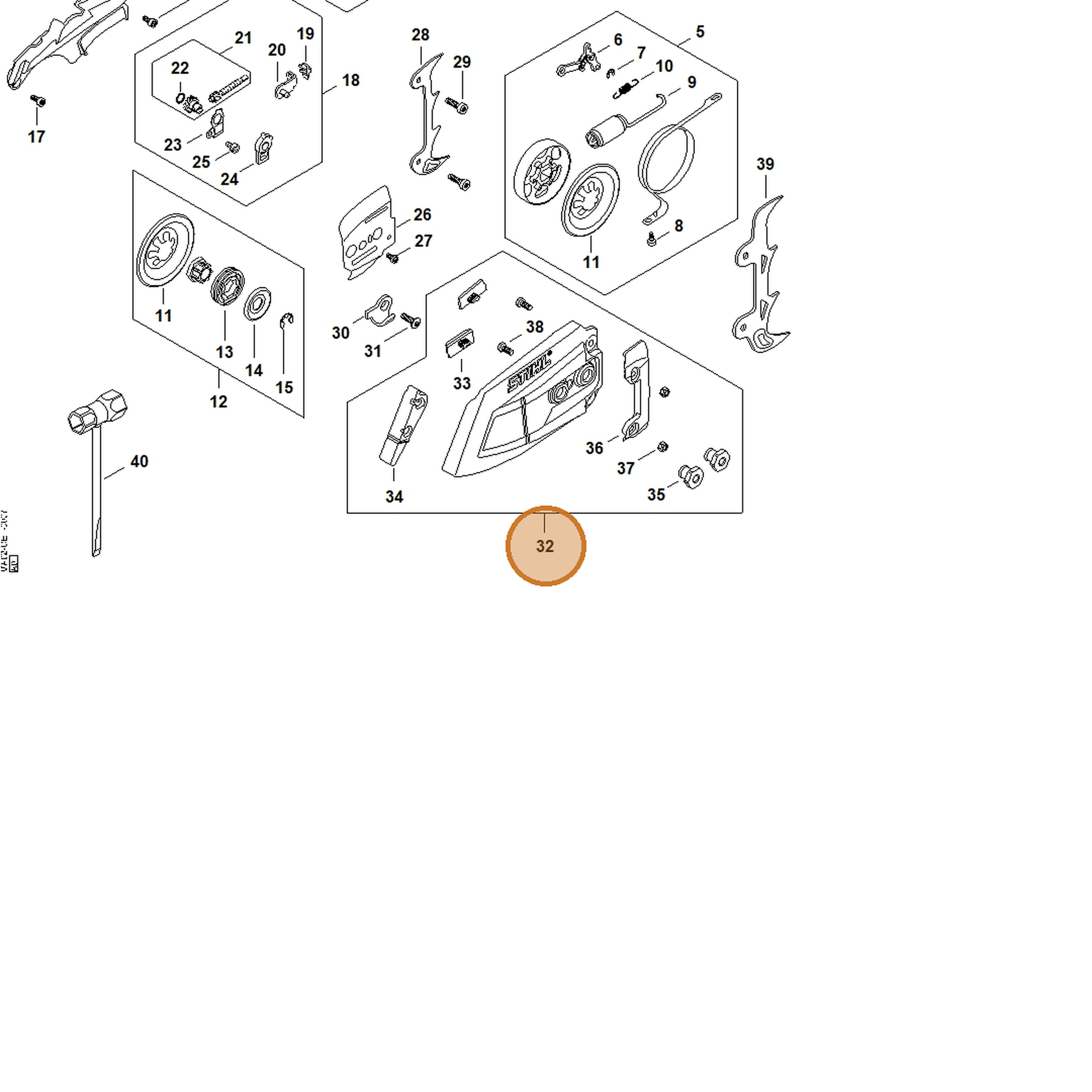 STIHL part MA02-640-1700 — IPL diagram snippet (6x zoom, amber highlight)