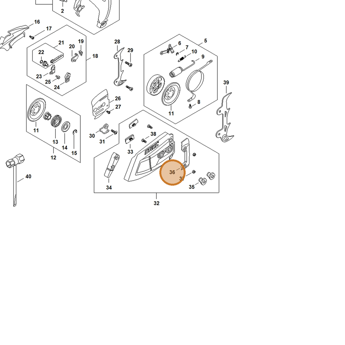STIHL part MA02-660-2700 — IPL diagram snippet (6x zoom, amber highlight)