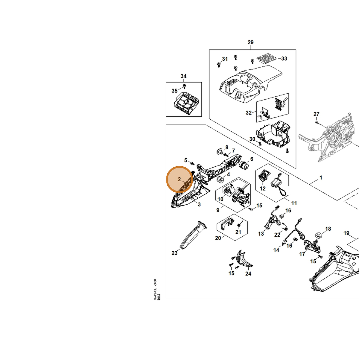 STIHL part MA02-790-1002 — IPL diagram snippet (6x zoom, amber highlight)
