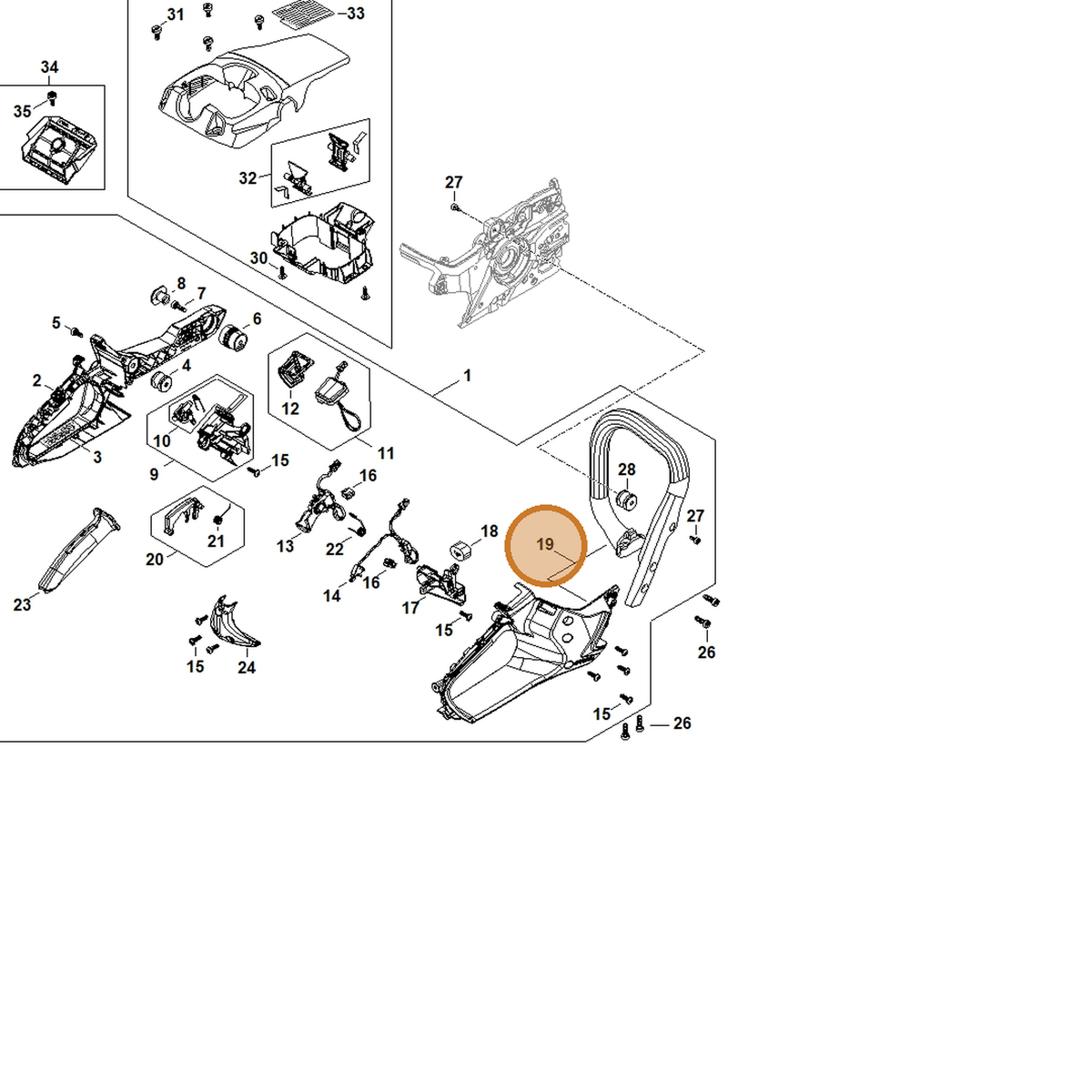 STIHL part MA02-790-1003 — IPL diagram snippet (6x zoom, amber highlight)