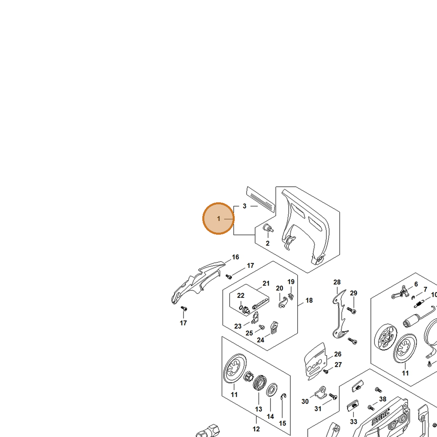 STIHL part MA02-790-9101 — IPL diagram snippet (6x zoom, amber highlight)