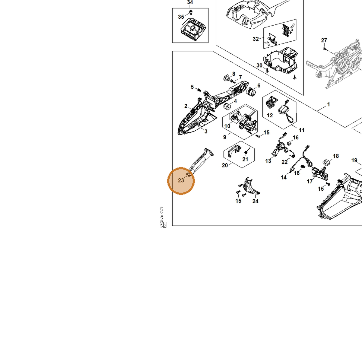 STIHL part MA02-791-0600 — IPL diagram snippet (6x zoom, amber highlight)