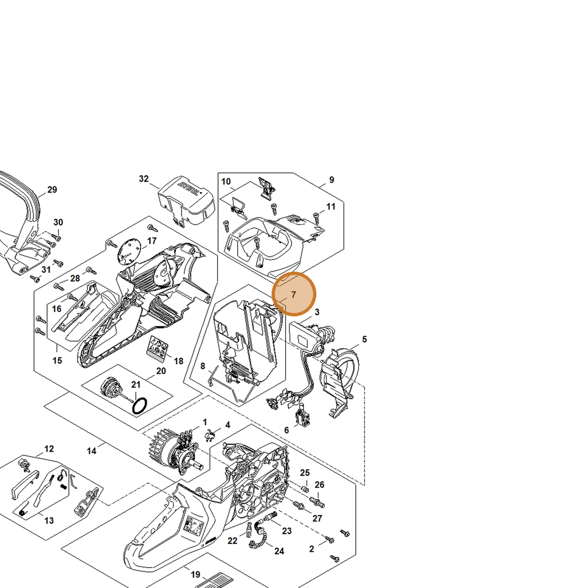 STIHL part MA03-400-9400 — IPL diagram snippet (6x zoom, amber highlight)